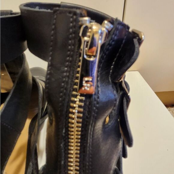 Loeffler Randall "Yara" Black Leather 3 Buckle Gladiator Style Booties Sz.7 $440 - Picture 8 of 9